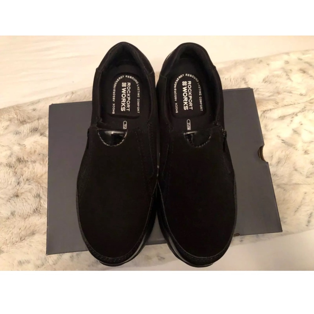 New Women's Rockport RK500 truSTRIDE Work Shoes Black Steel Toe Size 8.5M